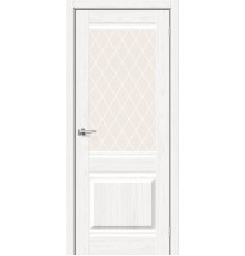 Межкомнатная дверь с экошпоном Прима-3 White Dreamline/White Сrystal